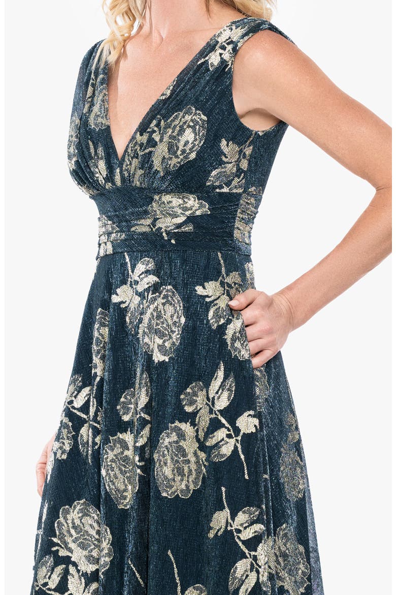 Rose Crinkle Gown, Alternate, color, TEAL/ GOLD