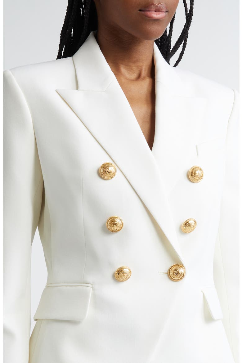 Double Breasted Wool Grain de Poudre Blazer, Alternate, color, WHITE