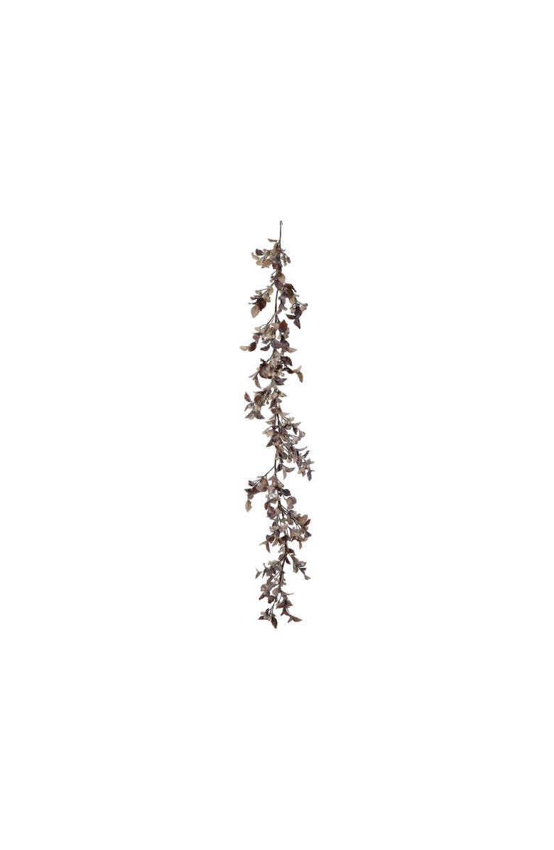 Storied Home Faux Garland with Berries, Snow Finish, Brown and Cream Color, Main, color, Brown