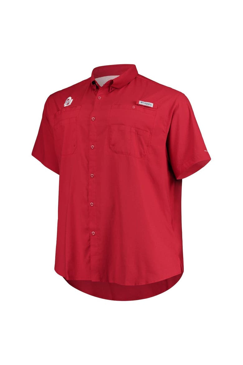 Men's Columbia Crimson Oklahoma Sooners Big & Tall Tamiami Omni-Shade Button-Down Shirt, Alternate, color, Crimson
