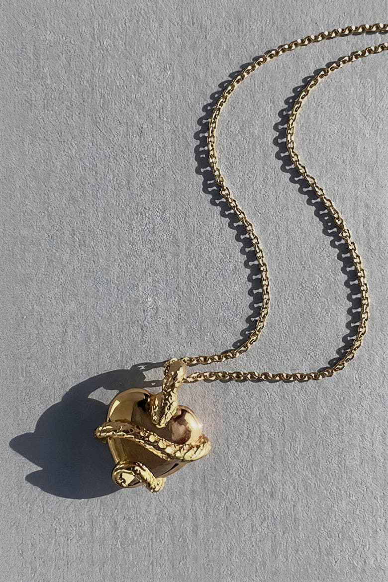 Wise Heart Charm Necklace, Alternate, color, Gold