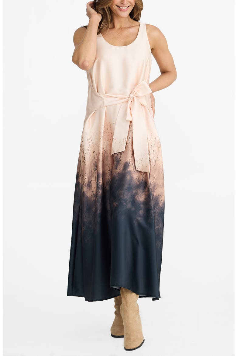 Audrey Print Sleeveless Satin Maxi Dress, Alternate, color, CALLIGRAPHY