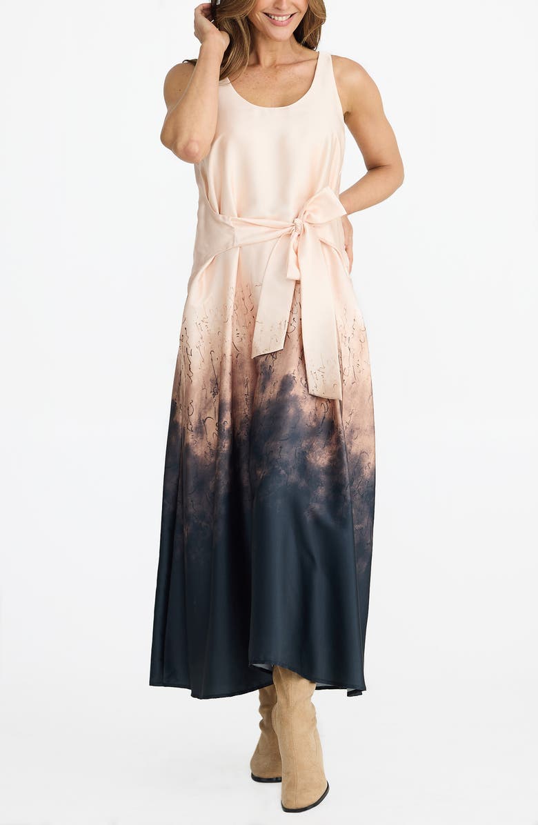 Brave+True Audrey Print Sleeveless Satin Maxi Dress, Alternate, color, 