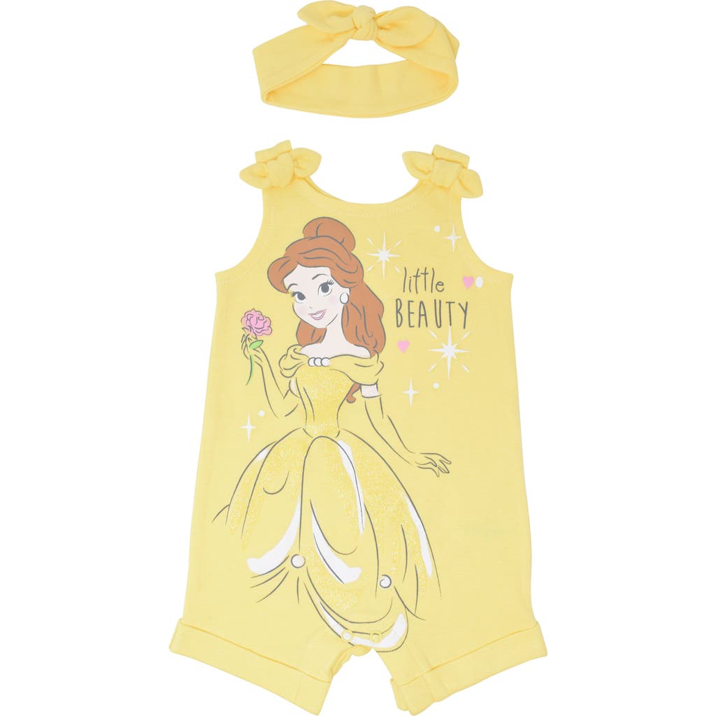 Disney Princess Sleeveless Romper Headband Set In Yellow