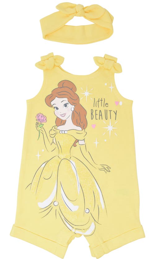 Disney Princess Sleeveless Romper Headband Set In Yellow