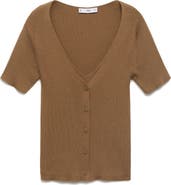 MANGO Rib Short Sleeve Cardigan