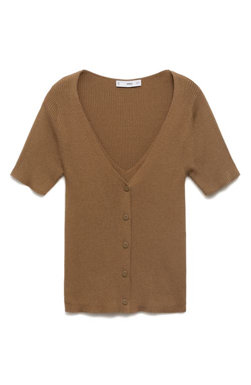 Mango Rib Short Sleeve Cardigan In Multi