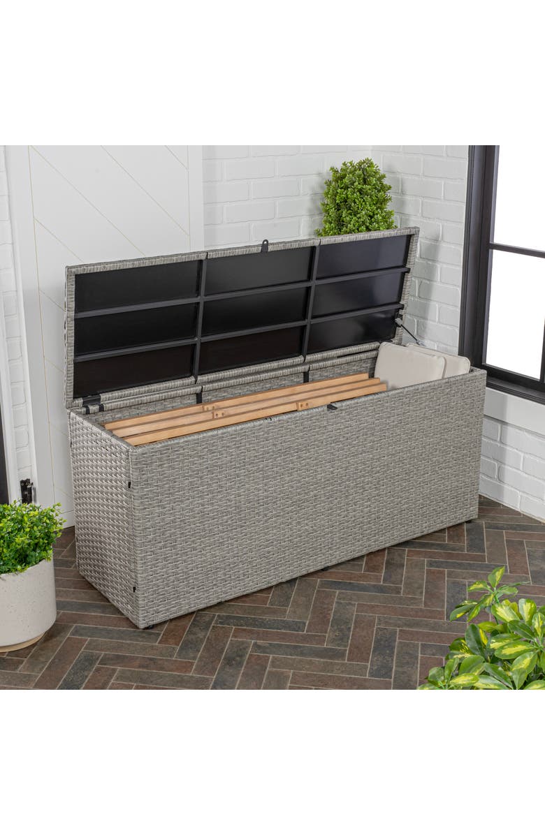 HAPPIMESS Nino Modern Minimalist Outdoor Faux Wicker Deck and Patio Storage Box, Alternate, color, Gray