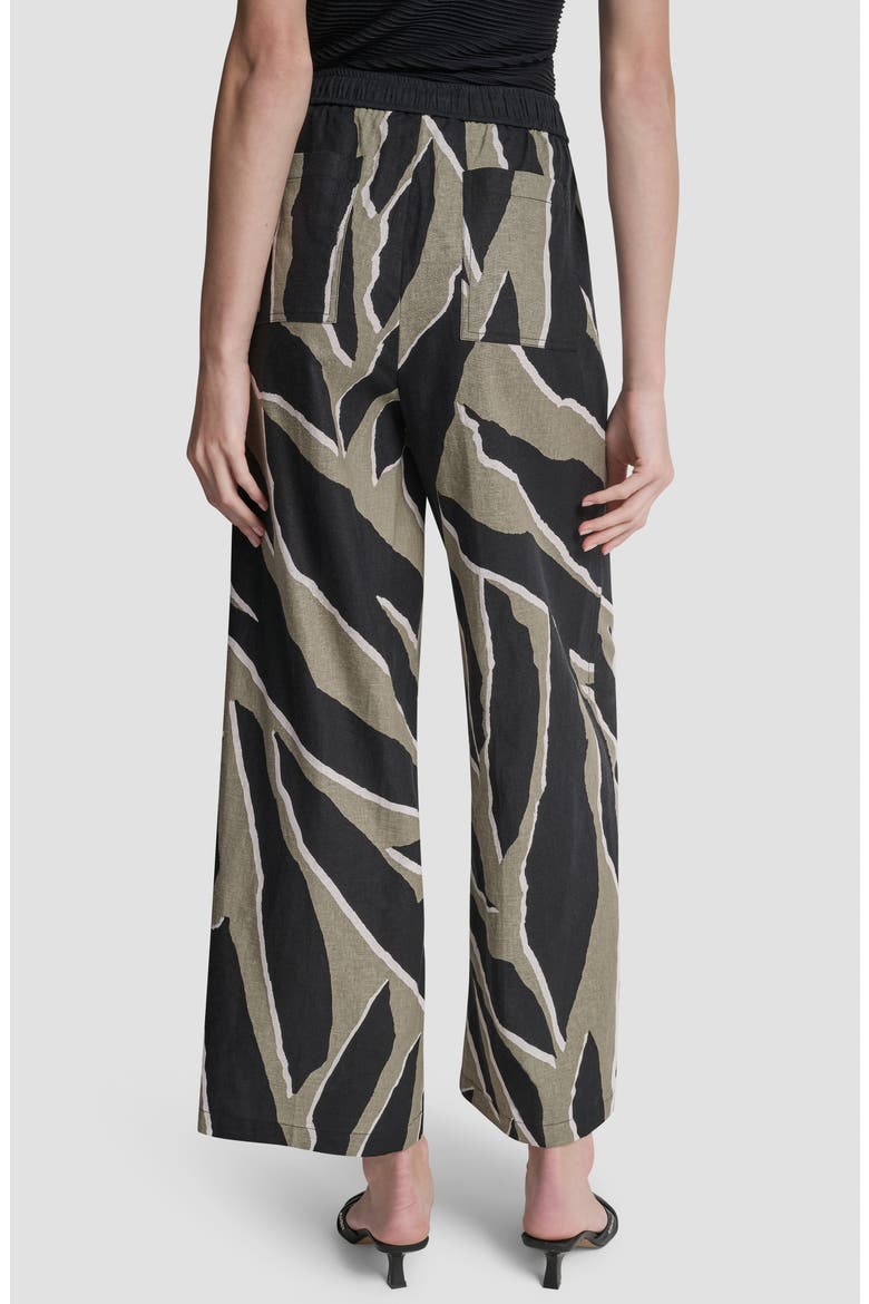 Print Linen Blend Drawstring Pants, Alternate, color, JUNGLE BLOCK