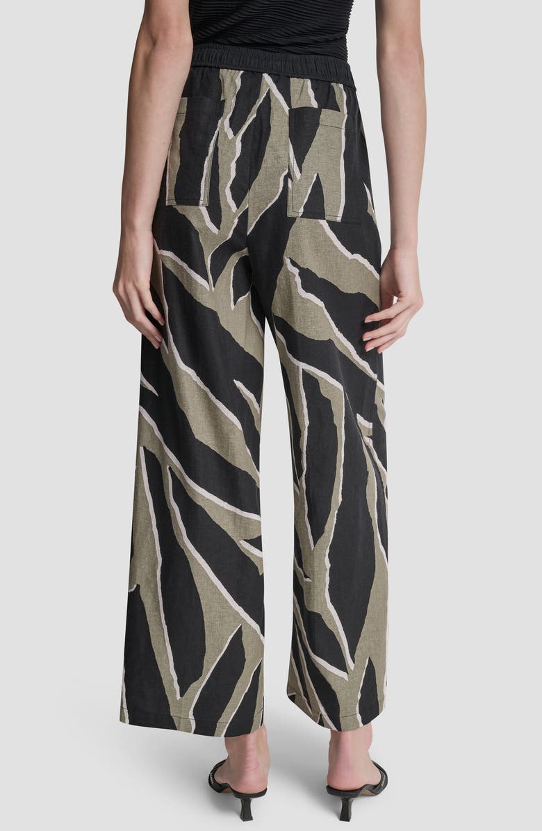 DKNY Print Linen Blend Drawstring Pants, Alternate, color, Jungle Block
