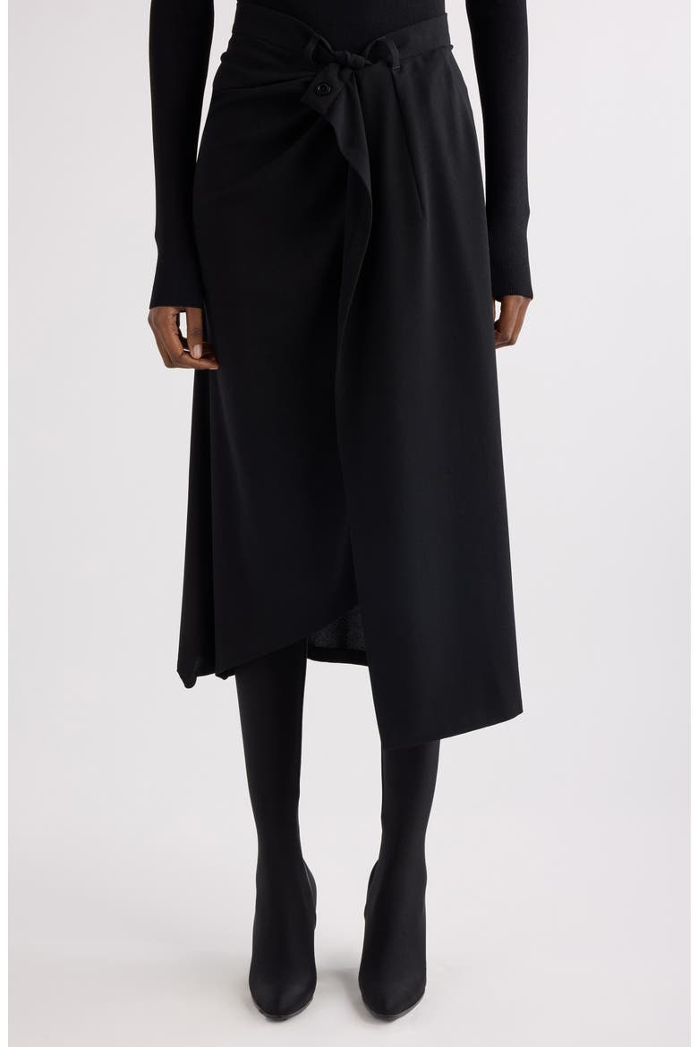 Draped Tailored Crepe Skirt, Main, color, 1000 BLACK