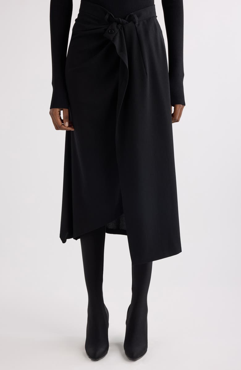 Balenciaga Draped Tailored Crepe Skirt, Main, color, 1000 Black