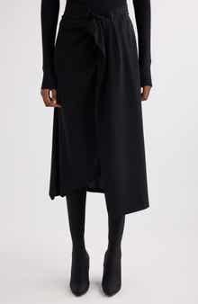 Draped Tailored Crepe Skirt