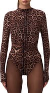 Naked Wardrobe Naked Snakeskin Print Long Sleeve Bodysuit