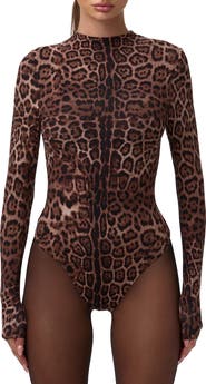 Naked Wardrobe Naked Snakeskin Print Long Sleeve Bodysuit