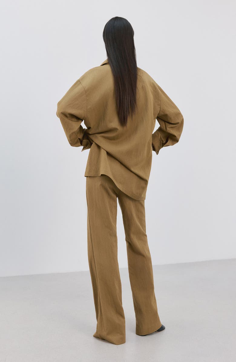 MANGO Flat Front Straight Leg Pants, Alternate, color, Khaki