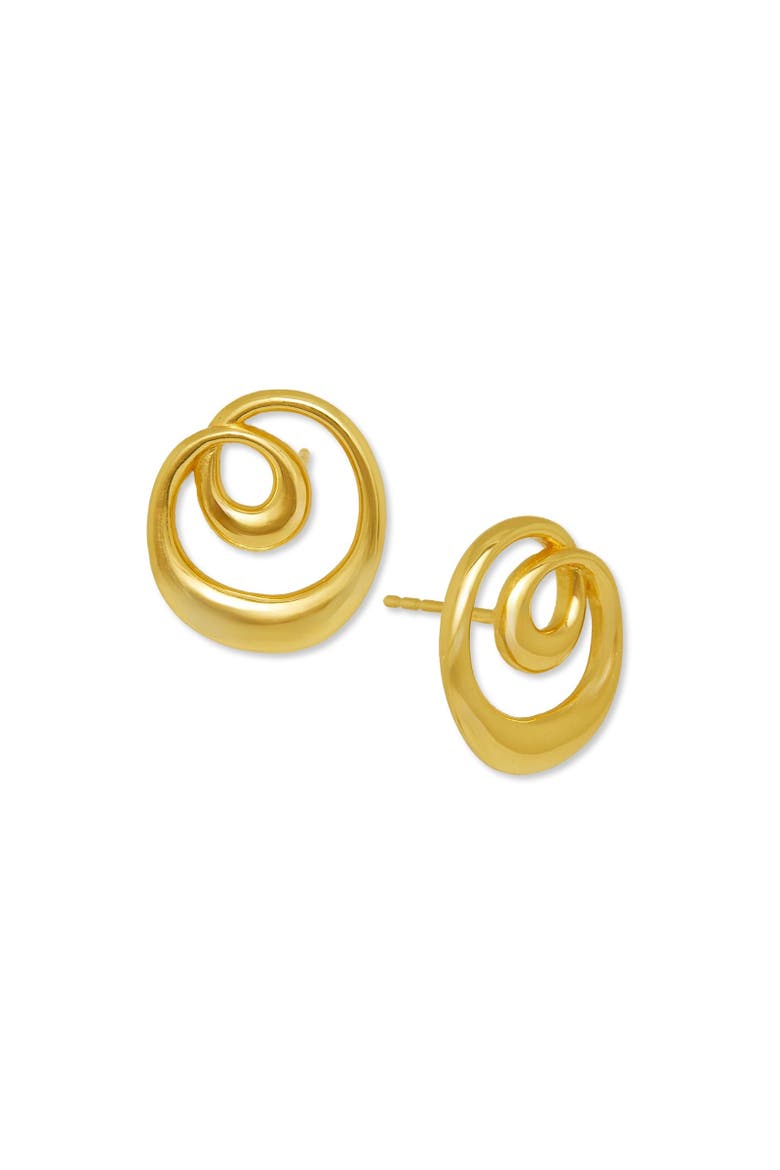 Dalia Twist Stud Earrings, Main, color, Brass