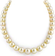 The Pearl Source 10-12mm Champagne Golden South Sea Pearl Necklace