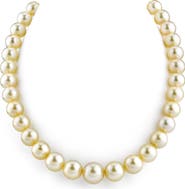 The Pearl Source 10-12mm Champagne Golden South Sea Pearl Necklace