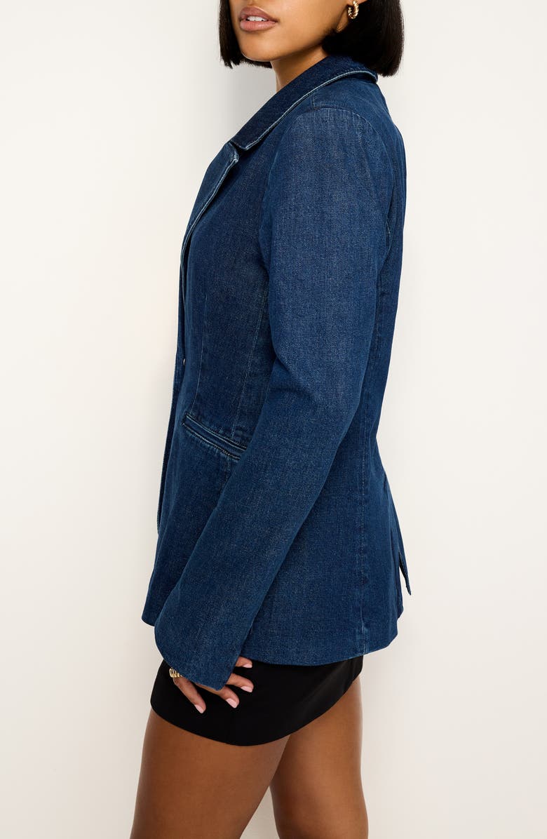 Good American Sculpted Denim Blazer, Alternate, color, Indigo758