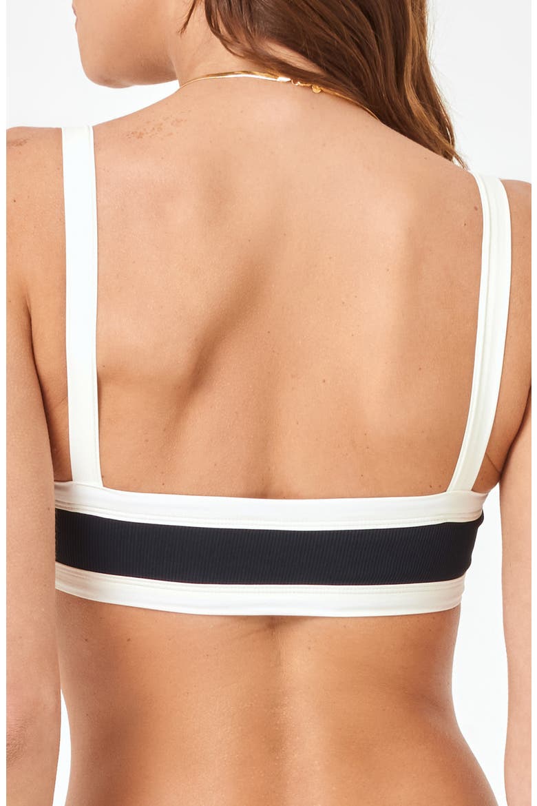 Taylor Rib Bikini Top, Alternate, color, BLACK/ CREAM