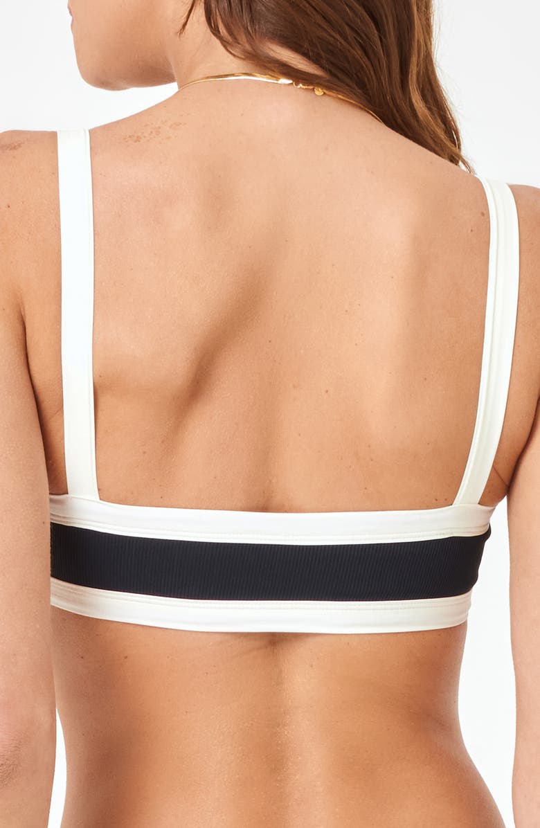 LSPACE Taylor Rib Bikini Top, Alternate, color, Black/ Cream