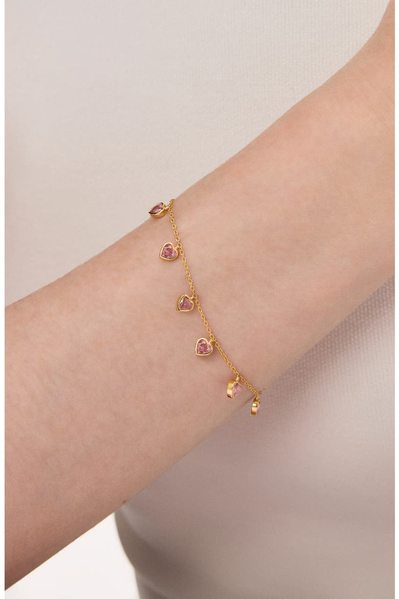 Cherie Heart Charm Bracelet, Alternate, color, PINK