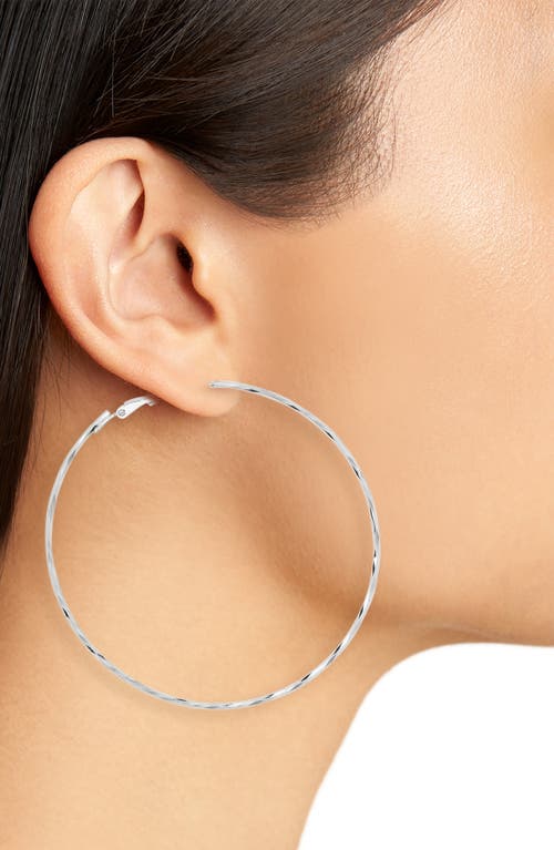 Nordstrom Rack Textured Wire Hoop Earrings In Silver