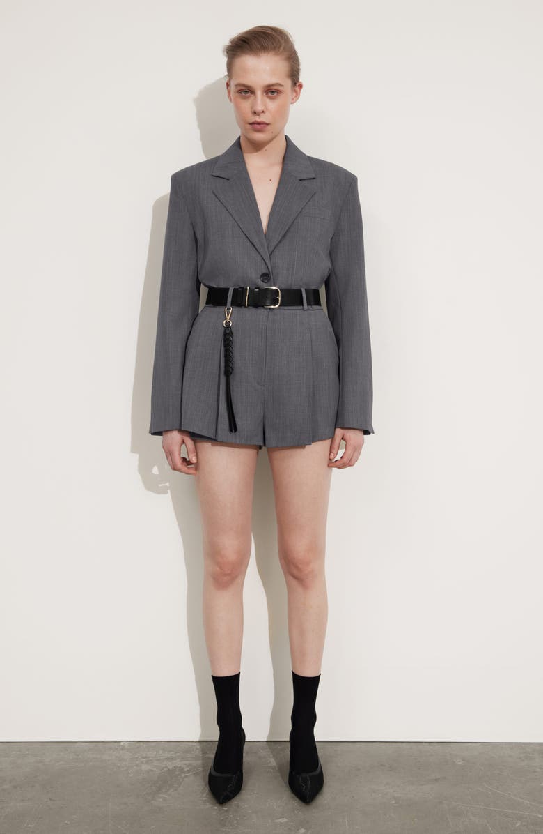 & Other Stories Pleated High Waist Shorts, Alternate, color, Grey Medium Dusty