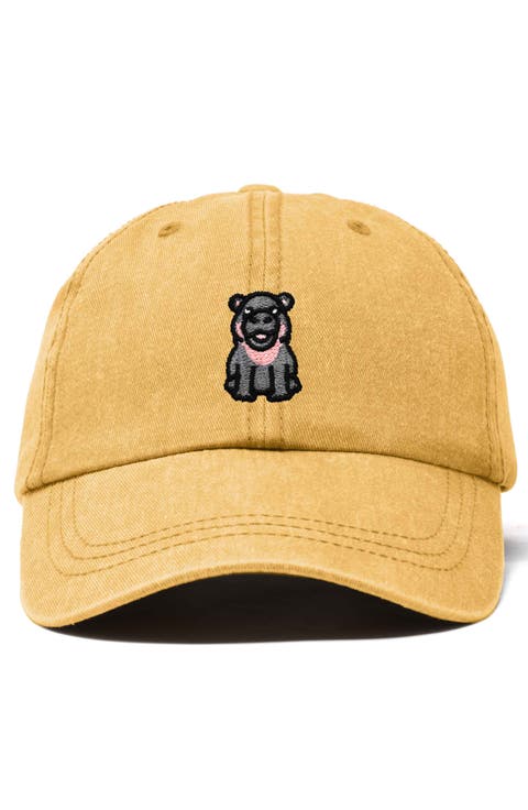 Hippo Embroidered Adjustable Hat