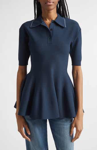 Compact Knit Peplum Polo