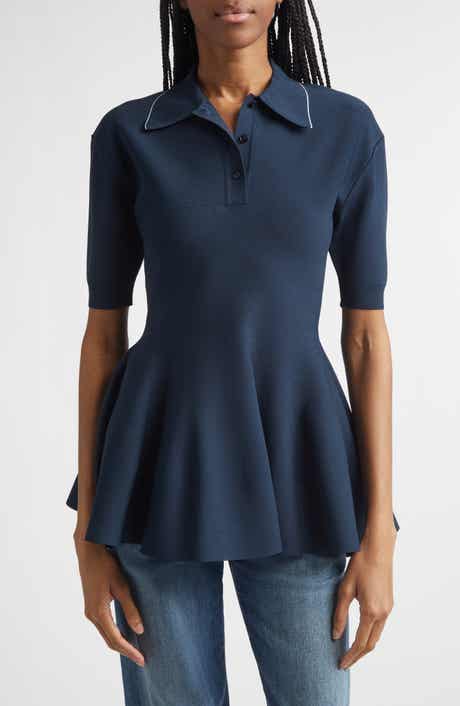Compact Knit Peplum Polo