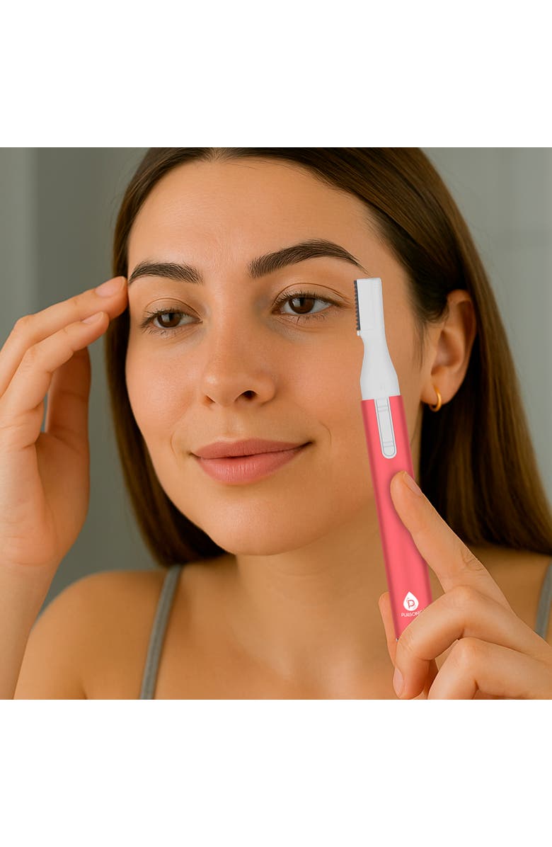 PURSONIC Facial Trimmer & Eyebrow Kit, Heated Eyelash Curler & Dimmable LED Vanity Mirror, Alternate, color, White
