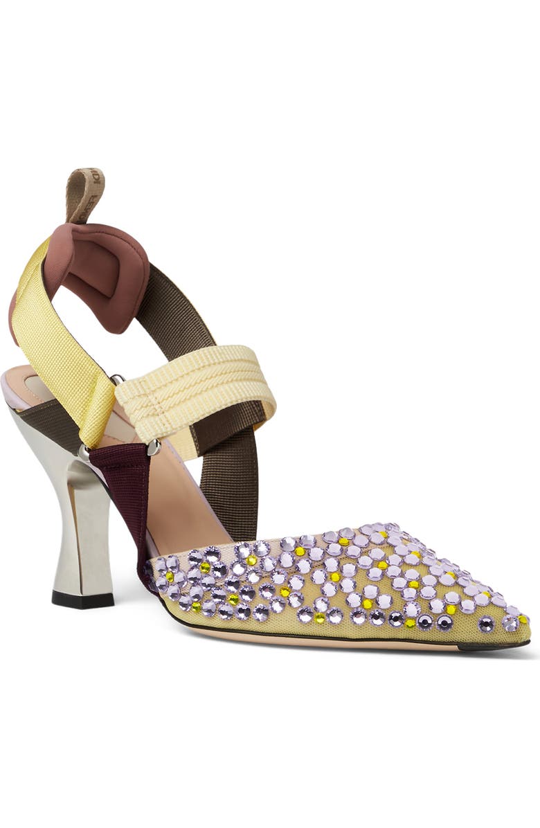 Fendi Colibri Crystal Embellished Slingback Pump, Main, color, Violet Citrine
