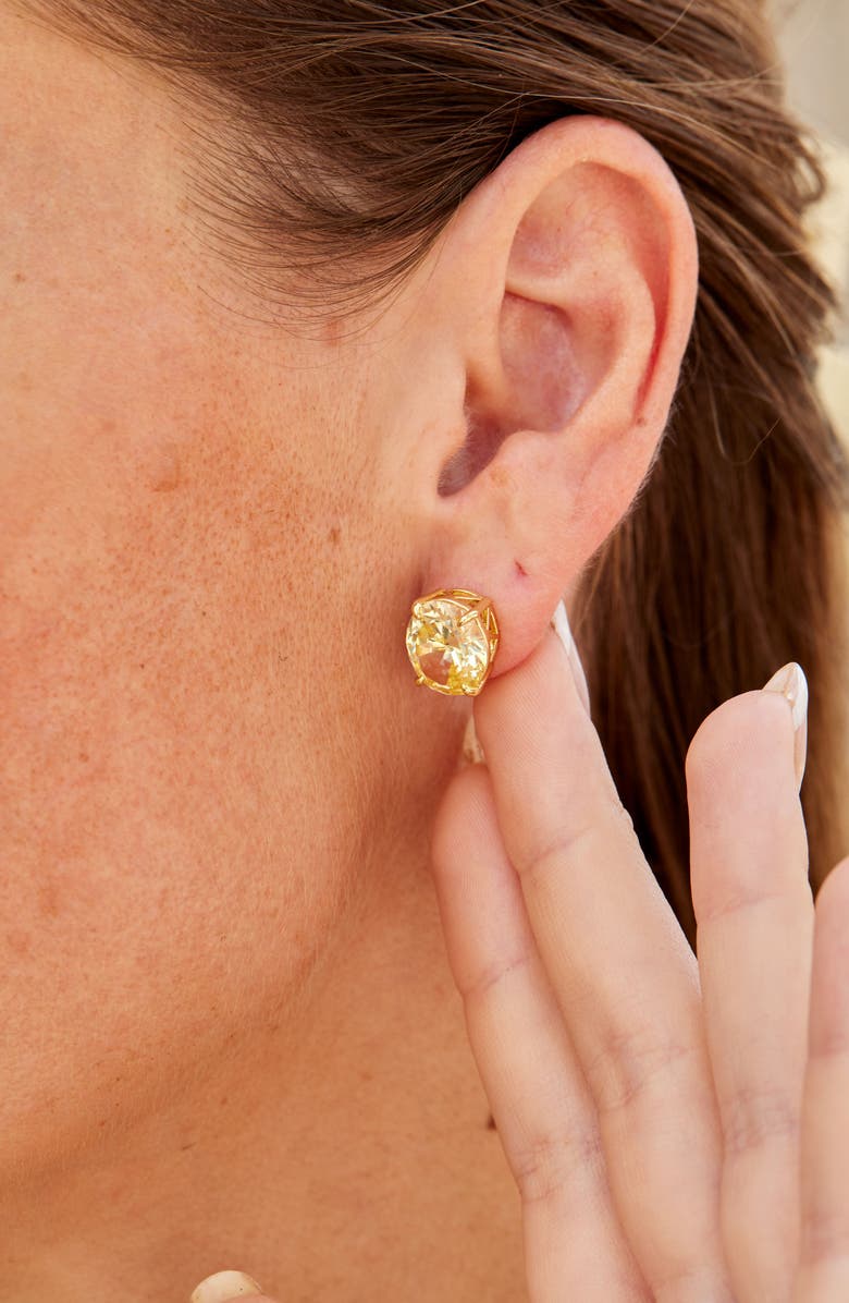 SAVVY CIE JEWELS Oval Cut Carary CZ Stud Earrings, Alternate, color, Yellow