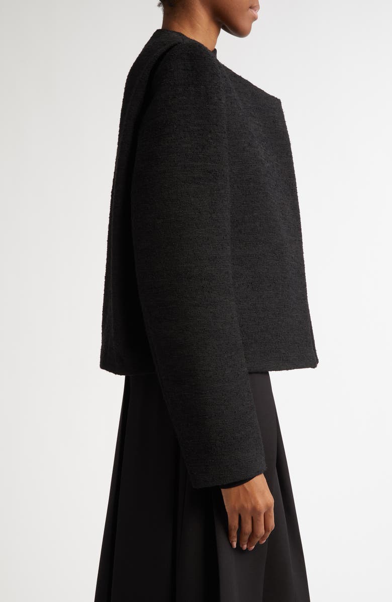 TOTEME Asymmetric Bouclé Crop Jacket, Alternate, color, Black