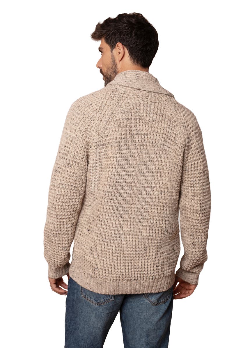 Celtic & Co. British Waffle Stitch Cardigan, Alternate, color, Oatmeal Fleck