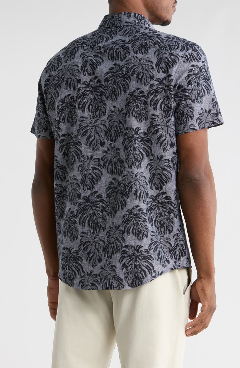 Original Penguin Print Short Sleeve Button-Up Shirt, Alternate, color, Dark Sapphire