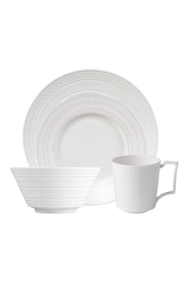 Intaglio 16-Piece Dinnerware Set, Main, color, WHITE