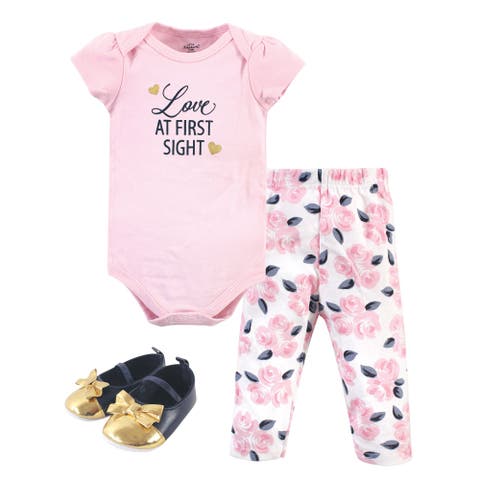 Little One's Cotton Outfit Set Bodysuit, Pants, and Matching Shoes
