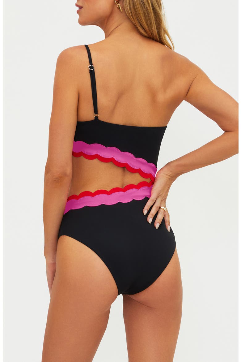 Liora Scallop Cutout One-Piece Swimsuit, Alternate, color, ELECTRIC WAVE
