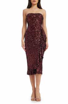 Alexis Sequin Strapless Sheath Dress