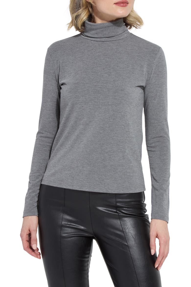 'Lyssentials Essential Long Sleeve Turtleneck Top, Main, color, GREY MELANGE