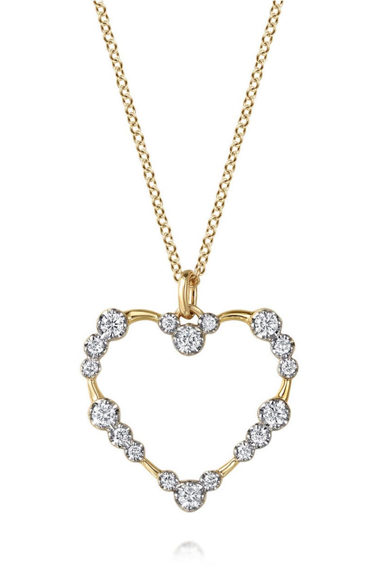 Bujukan Graduated Diamond Heart Pendant Necklace, Main, color, GOLD
