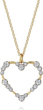 Gabriel & Co. Bujukan Graduated Diamond Heart Pendant Necklace