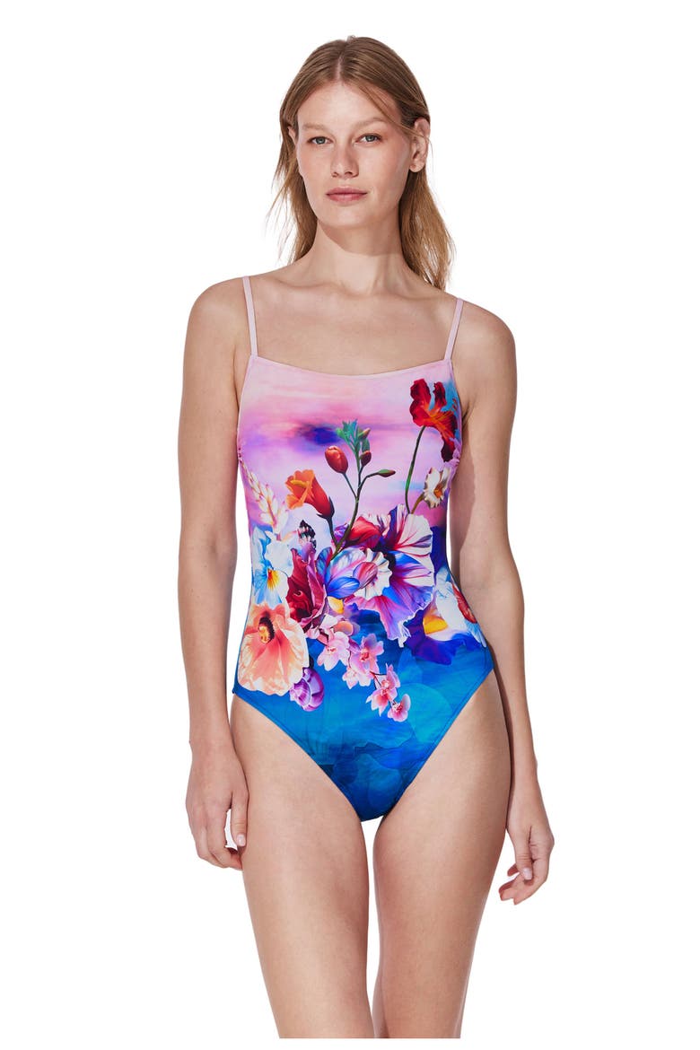 The Sea Underwire Square Neck One Piece, Main, color, Multi