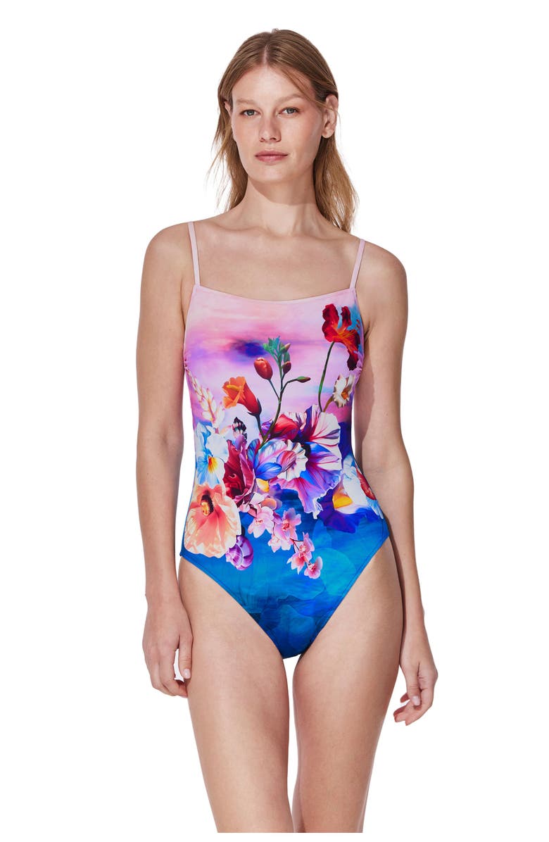 Gottex The Sea Underwire Square Neck One Piece, Main, color, Multi