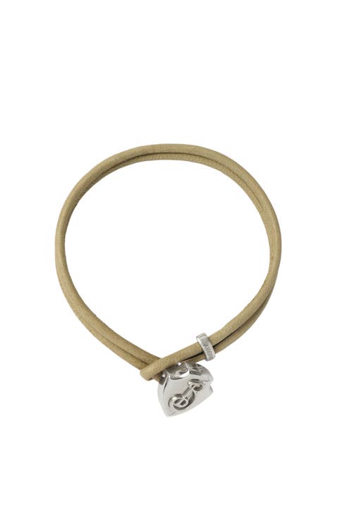 Leather B Shield Bracelet