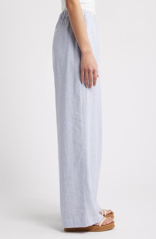 Caslonr Caslon(r) Stripe Wide Leg Linen Blend Pants In Blue- White Harper Stripe