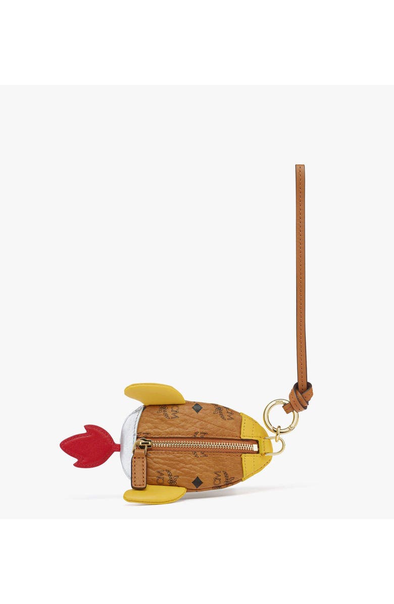 MCM Aren Rocket Pouch Charm in Visetos, Alternate, color, Brown